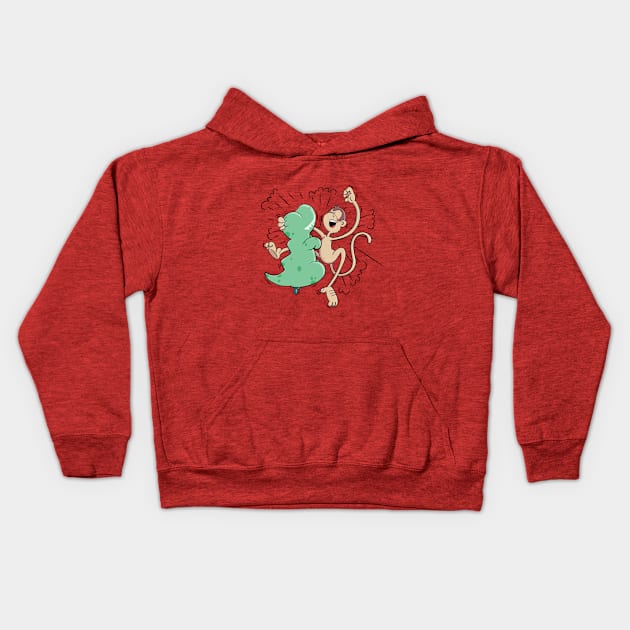 Cute Monkey junior meets his inflatable Arch Enemy Kids Hoodie by schlag.art